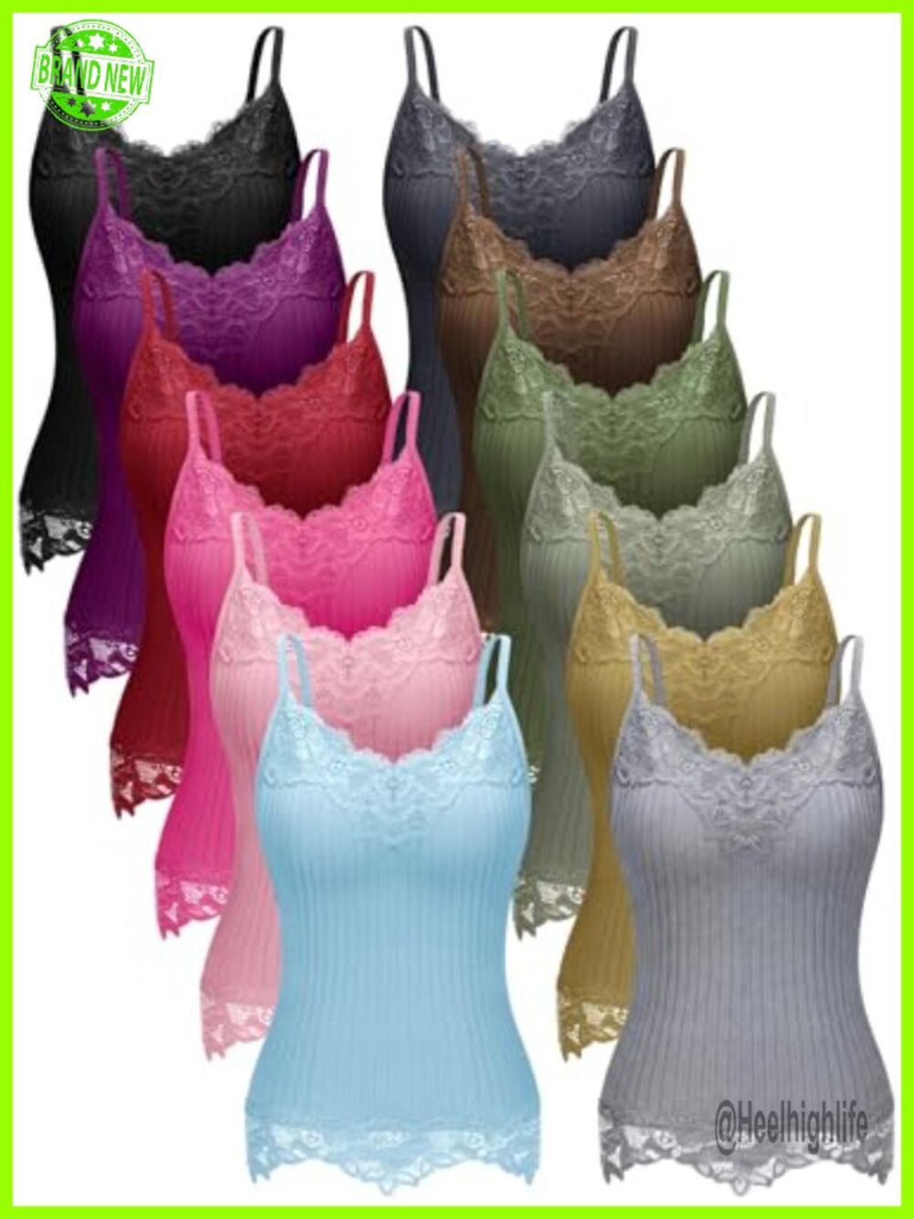 Women's Long Lace Tank Top Camisole Spaghetti Strap V-Neck Layering